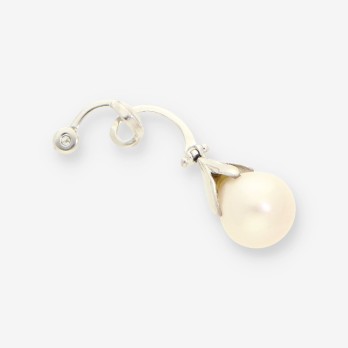 Colgante oro blanco perla y bri 2